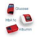 Image of Diabetes instruments from HemoCue, Glucose, HbA1c and Albumin
