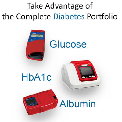 Image of Glucose instruments from HemoCue, HbA1c, Glucose and Albumin