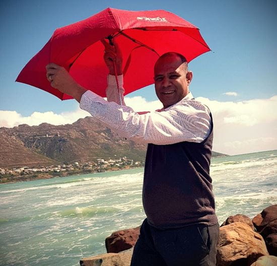 Cape Town 35 year celebration with red umbrella