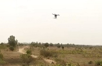 Drone flying with HemoCue packet